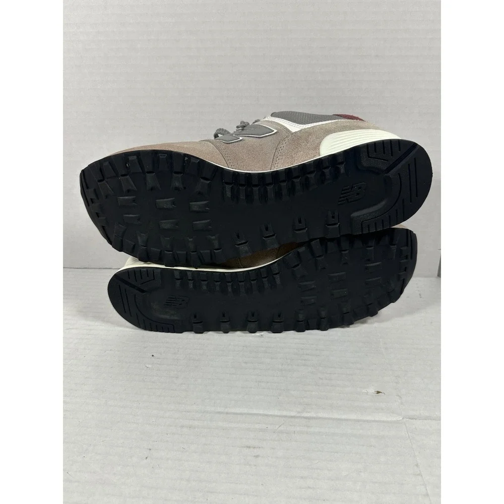 New Balance 574 Grey Burgundy Cordura Suede Sneakers U574KBR Mens 13 Womens 14.5